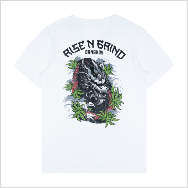 Rise And Grind Dragon White Graphic Tee - Image 3