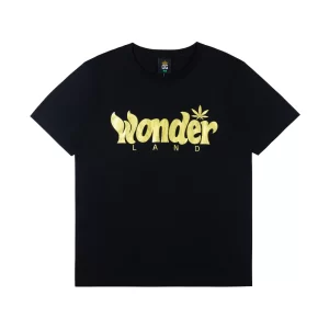Wonderland Pink Foil Black Tee