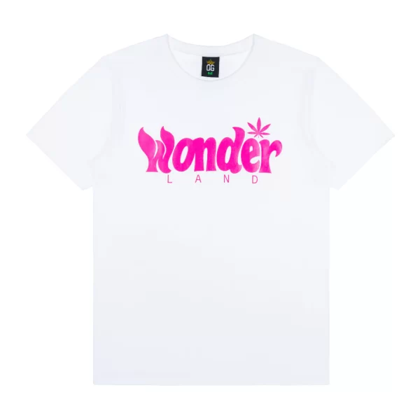 Wonderland Pink Foil White Tee