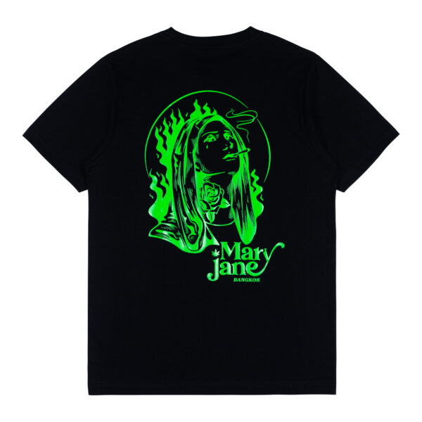 Smoker Gothic Mary Jane Black Graphic Tee (Logo Green) - Image 2
